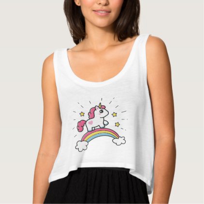 Cute Unicorn On A Rainbow Design Tank Top