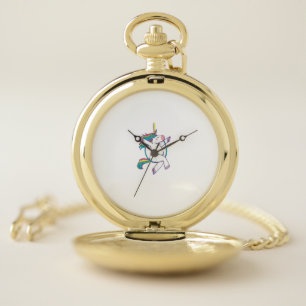 Cute Unicorn on an Aerial Hoop - Magical Illustrat Pocket Watch