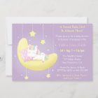 Cute Unicorn on Moon Baby Shower Invitations