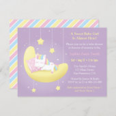 Cute Unicorn on Moon Baby Shower Invitations (Front/Back)