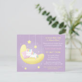 Cute Unicorn on Moon Baby Shower Invitations (Standing Front)