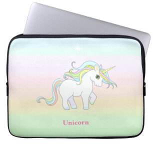Cute Unicorn on Pastel Colors Laptop Sleeve