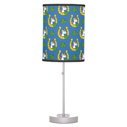 Cute Unicorn on St Patricks Day Pattern Table Lamp