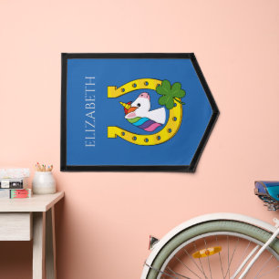Cute Unicorn on St Patrick's Day Personalize Pennant