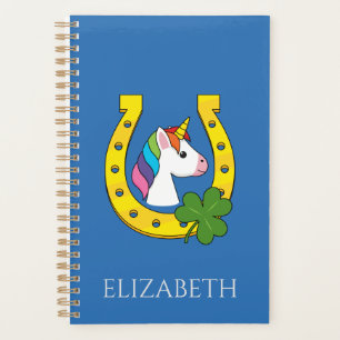 Cute Unicorn on St Patrick's Day Personalize Planner
