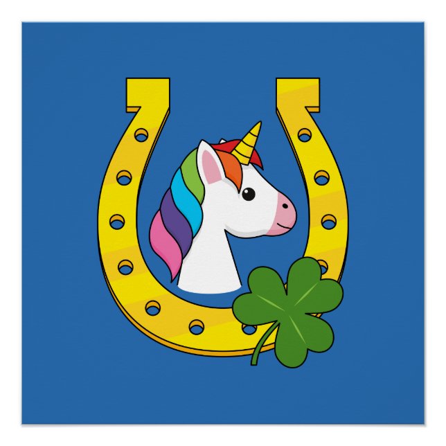 Cute Unicorn on St Patrick's Day Poster (Front)