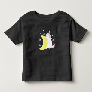 Cute Unicorn on the Moon – Custom Baby Girl Toddler T-shirt