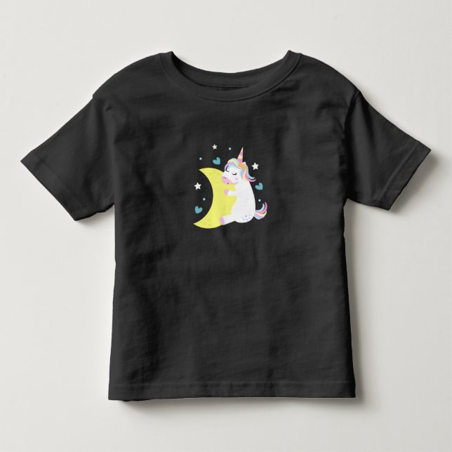 Cute Unicorn on the Moon – Custom Baby Girl Toddler T-shirt (Front)