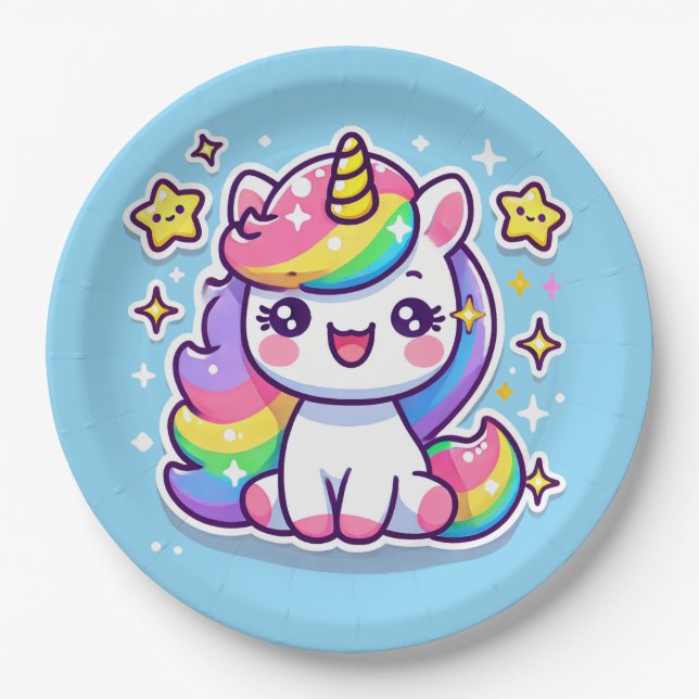 Cute Unicorn Paper Plates (Front)