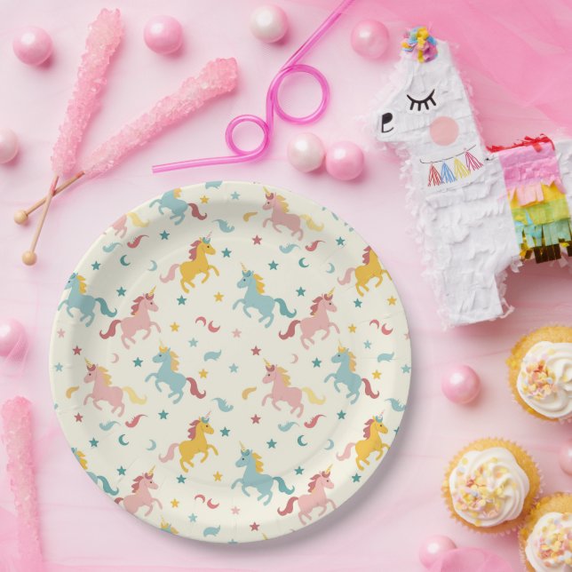 Cute Unicorn  Paper Plates (Party)
