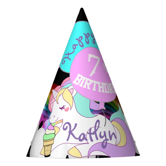 Cute Unicorn Party Favor Hat Personalized (Front)