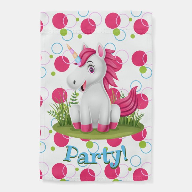 Cute Unicorn Party Garden Flag (Back)