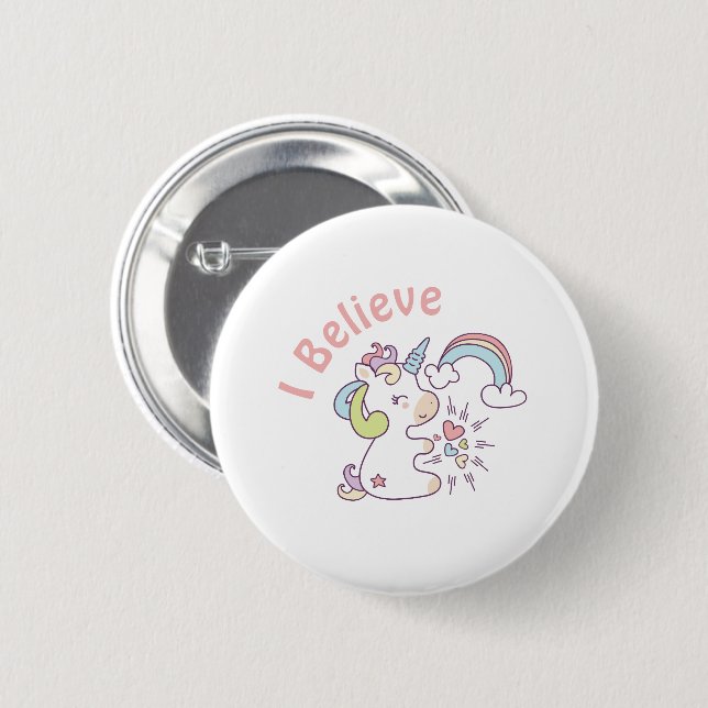 Cute Unicorn Pastel  Button (Front & Back)