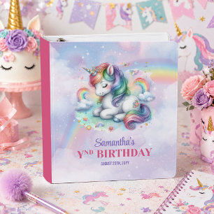 Cute Unicorn Pastel Magical Girl Birthday Binder