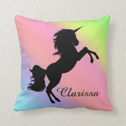 cute unicorn pastel rainbow gradient colorful throw pillow