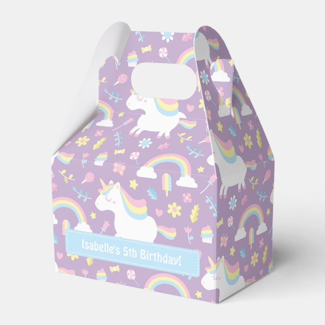 Cute Unicorn Pattern Birthday Party Favor Box (Front Side)