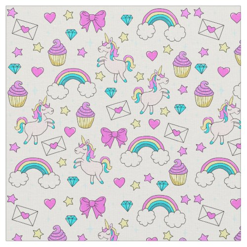Cute Unicorn Pattern Fabric