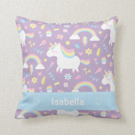 Cute Unicorn Pattern Girls Room Decor Throw Pillow