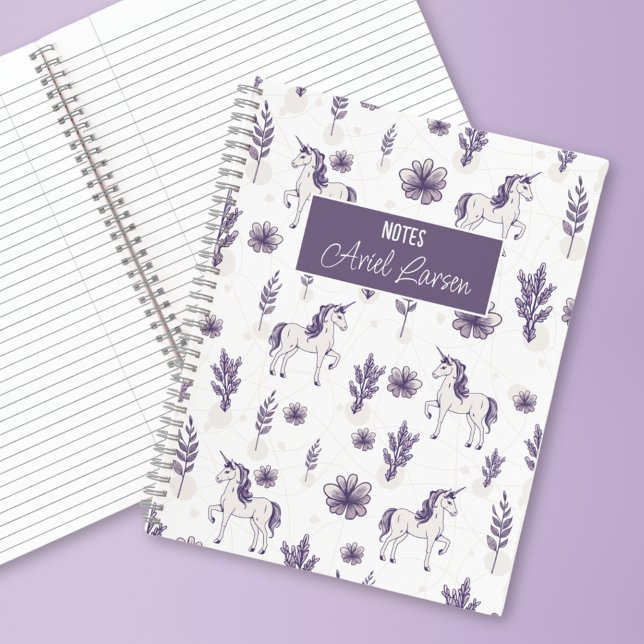 Cute Unicorn Pattern Personalized Notebook (Creator Uploaded)