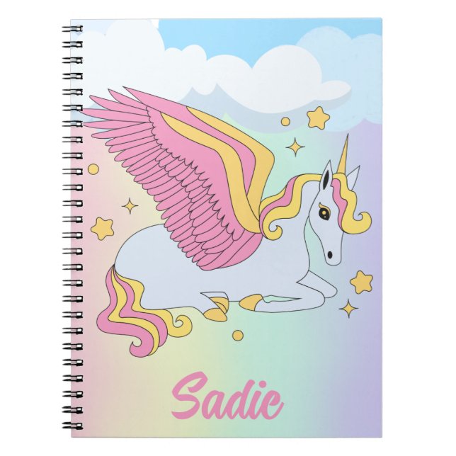 Cute Unicorn Personalised For Kids   Notebook (Front)