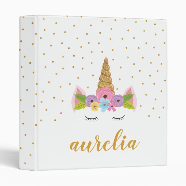 Cute Unicorn Personalized Binder | Custom Color (Front/Spine)