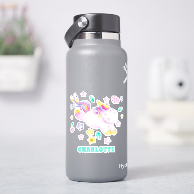 Cute Unicorn - Personalized Lavender Kids  Classic Sticker (HydroFlask)