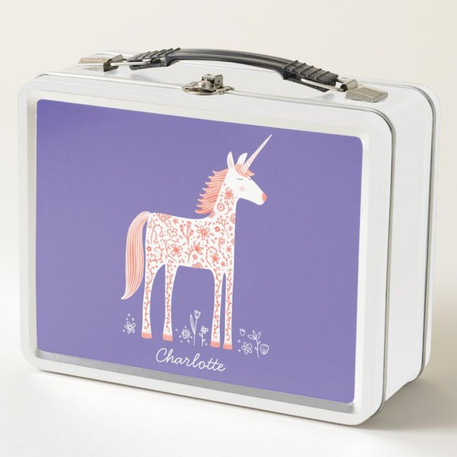 Cute Unicorn Personalized Metal Lunch Box (Cute unicorn lunch box)