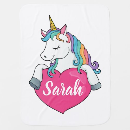 Cute Unicorn Personalized Name  Baby Blanket