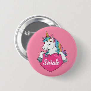 Cute Unicorn Personalized Name Button