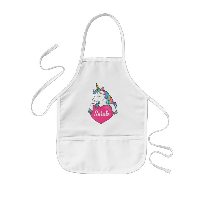 Cute Unicorn Personalized Name  Kids' Apron (Front)