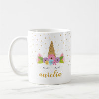 Cute Unicorn Personalized Name Mug | Custom Color