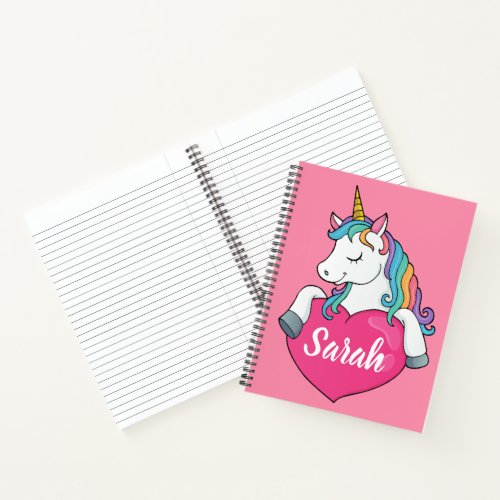 Cute Unicorn Personalized Name   Notebook