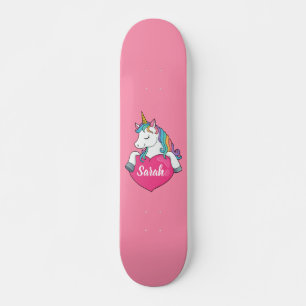 Cute Unicorn Personalized Name Skateboard