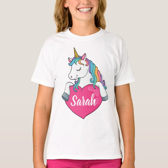 Cute Unicorn Personalized Name T-Shirt (Front)
