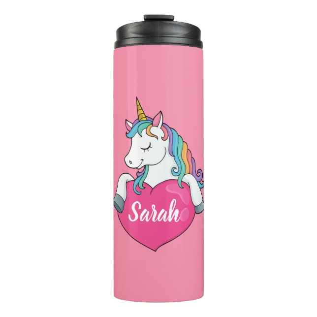 Cute Unicorn Personalized Name   Thermal Tumbler (Front)