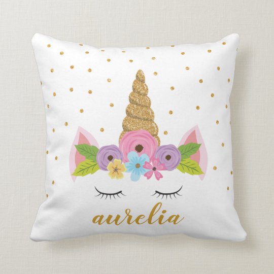 Cute Unicorn Personalized Pillow Custom Color Zazzle Com