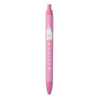 Cute Unicorn - Personalized Pink Girls' Black Ink Pen