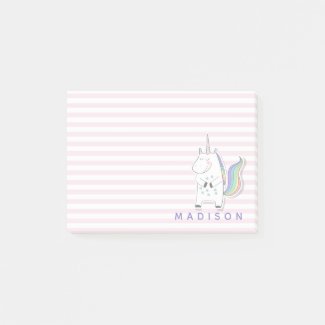 Cute Unicorn - Personalized Pink Striped Kids'