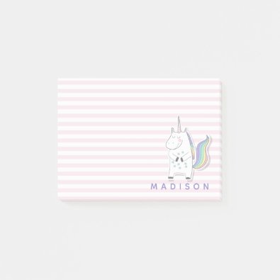 Cute Unicorn - Personalized Pink Striped Kids'