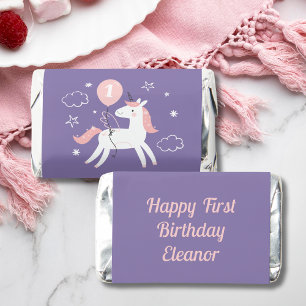 Cute Unicorn Personalized Purple and Pink Birthday Hershey's Miniatures