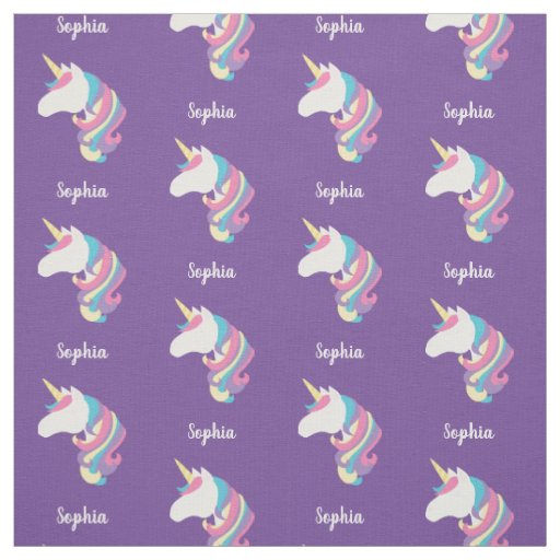 Cute Unicorn Personalized Purple Fabric