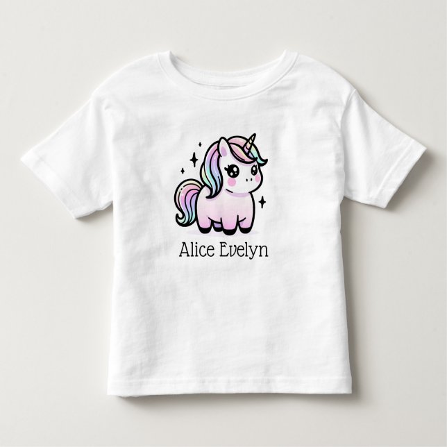 Cute Unicorn Personalized Toddler T-shirt (Front)
