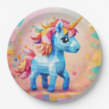 Cute Unicorn Pinata Birthday Invitation