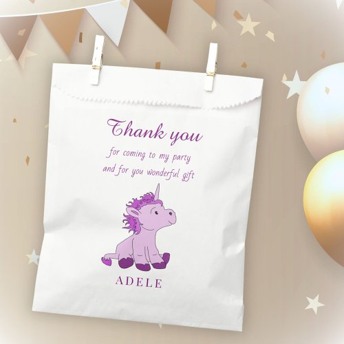 Cute Unicorn Pink Girl Birthday Thank you Favor Bag