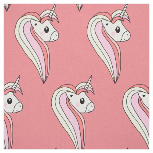 Cute Unicorn Pink Girly Kids Pattern Fabric