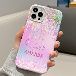 Cute unicorn pink glitter birthday monogram iPhone 17 pro case