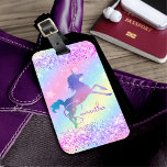 Cute unicorn pink Glitter rainbow art monogram Luggage Tag<br><div class="desc">Cute unicorn pink Glitter rainbow art monogram luggage tag. Beautiful, modern and cool for the trend-savvy and art-loving hip trendsetter. This stylish sophisticated design would be great for girls who enjoy classy sparkly designs. Show off your personal style, look fashionable, trendy and feel stylish and travel with style with a...</div>