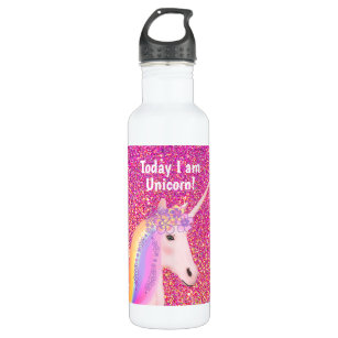 Cute Unicorn Pink Glitter Sparkle Kids Stainless Steel Water Bottle