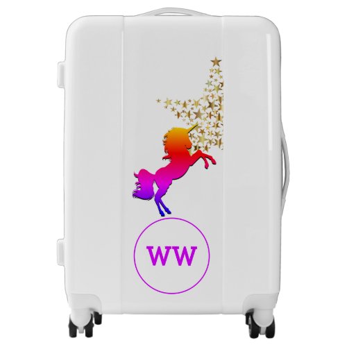 Cute UNICORN  Pink  Monogram Luggage