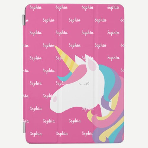 Cute Unicorn Pink Personalized Kids iPad Air Cover